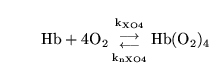 \begin{displaymath}
\ensuremath{\mathrm{Hb}}+ 4\ensuremath{\mathrm{O_2}}{{\ensur...
...emath{\mathrm{k_{nXO4}}}}}} \ensuremath{\mathrm{Hb(O_2)_4}}\\
\end{displaymath}