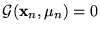 $\mathcal{G}({\mathbf x_n}, \mu_n) = 0$