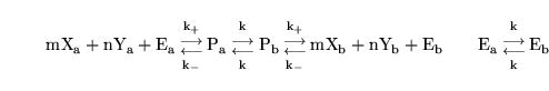 \begin{displaymath}
\ensuremath{\mathrm{mX_a}}+ \ensuremath{\mathrm{nY_a}}+ \ens...
...rrow}\atop{\ensuremath{\mathrm{k}}}}} \ensuremath{\mathrm{E_b}}\end{displaymath}