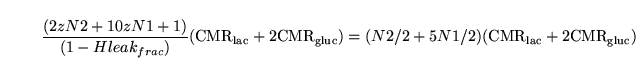 \begin{displaymath}
\frac{(2z N2 + 10 z N1 + 1)}{(1 - Hleak_{frac})}(\ensuremath...
...remath{\mathrm{CMR_{lac}}}+ 2\ensuremath{\mathrm{CMR_{gluc}}})
\end{displaymath}