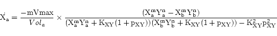 \begin{displaymath}
\dot \ensuremath{\mathrm{X_a}} = \frac{-\ensuremath{\mathrm{...
..._{XY}(1 + p_{XY})}}) - \ensuremath{\mathrm{K_{XY}^2p_{XY}^2}}}
\end{displaymath}