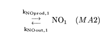 \begin{displaymath}
{{\ensuremath{\mathrm{\ensuremath{\mathrm{k_{NOprod, 1}}}}}...
...} \ensuremath{\mathrm{\ensuremath{\mathrm{NO_1}}}}\quad (MA2)
\end{displaymath}