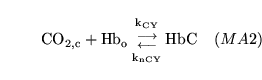 \begin{displaymath}
\ensuremath{\mathrm{\ensuremath{\mathrm{CO_{2, c}}}}}+ \ensu...
...}} \ensuremath{\mathrm{\ensuremath{\mathrm{HbC}}}}\quad (MA2)
\end{displaymath}