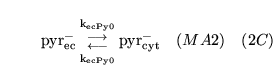 \begin{displaymath}
\ensuremath{\mathrm{\ensuremath{\mathrm{pyr^-_{ec}}}}}{{\ens...
...hrm{\ensuremath{\mathrm{pyr^-_{cyt}}}}}\quad (MA2) \quad (2C)
\end{displaymath}